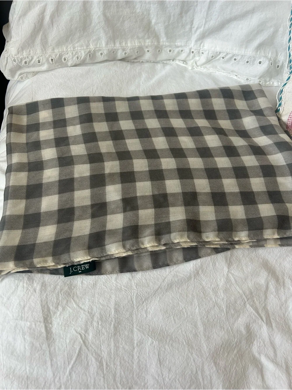 J. Crew Gray & Cream Checked Scarf